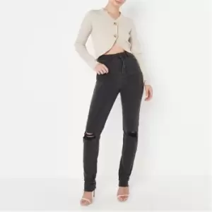 image of Missguided Tall Distressed Knee Wrath Jeans - Black