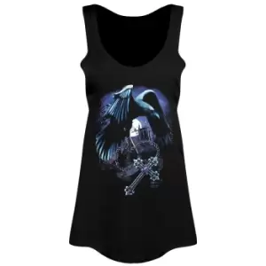 image of Requiem Collective Ladies/Womens Sacred Raven Floaty Tank (Medium (UK 10-12)) (Black)