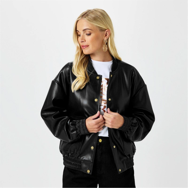 Image of Biba Biba PU Bomber - Black 8
