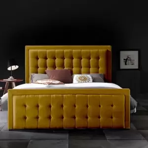 Image of Swain Bed Super King Plush Velvet Mustard