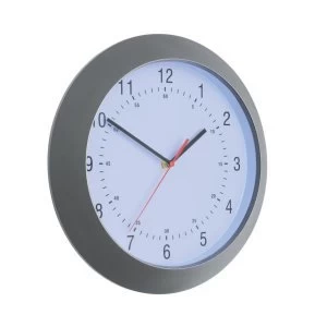 image of 5 Star Facilities Wall Clock with Coloured Case Diameter 300mm Dark Grey