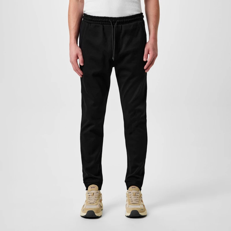 Image of Boss Mens HadikoCurve Jog Rubberised Logo Jogging Bottoms Black 001 male 2XL
