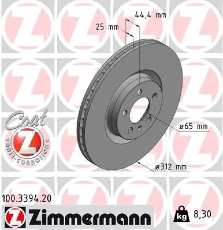Image of ZIMMERMANN Brake disc ZIMMERMANN 100.3394.20