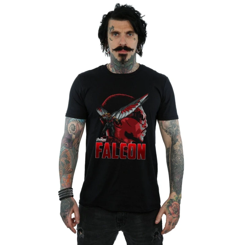 Image of Marvel Marvel Men Avengers Infinity War Falcon Character T-Shirt in Black Size: Small Black S Male 5057736873779