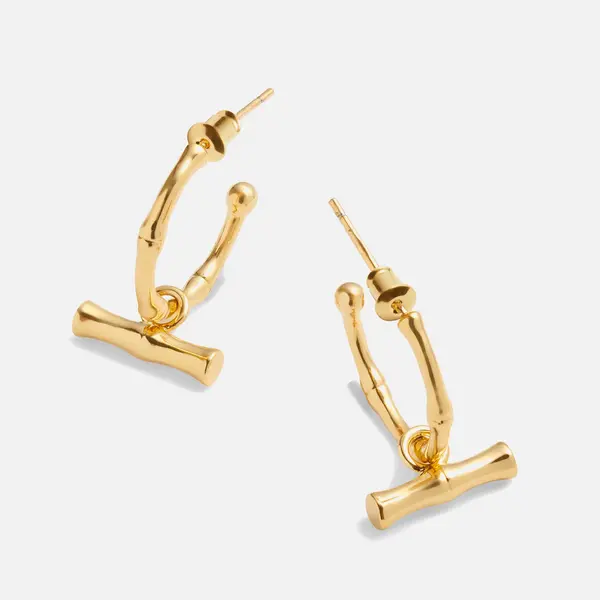 image of Katie Loxton Womens Bamboo Hoop Earrings - Gold