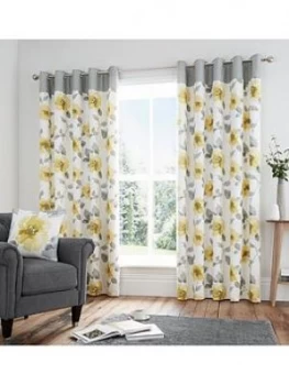 Image of Adriana Lined 100% Cotton Eyelet Curtains