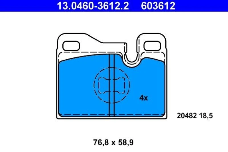 Image of ATE 13.0460-3612.2 Brake pad set excl. wear warning contact Brake Pad Set,disc brake (402)