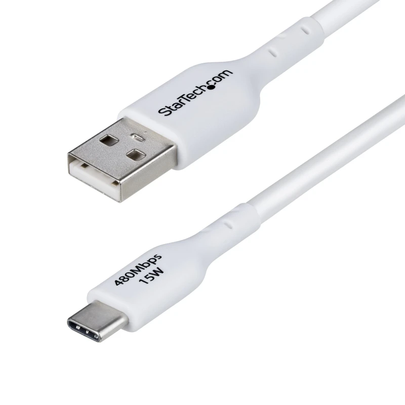 Image of StarTech.com StarTech.com 3m (9.8ft) USB-A to USB-C Charging Cable, Charge & Sync, 3A, USB 2.0, TPE Jacket - White USB Charging Cord USB2AC3MNCWHE