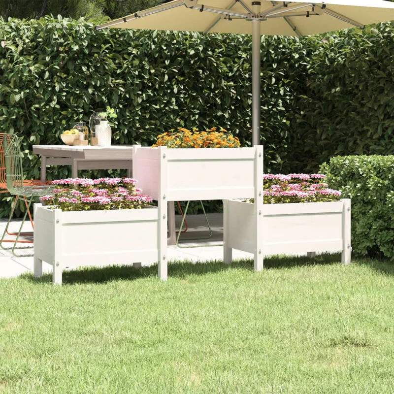 Image of vidaXL Planter White 178.5x44x75cm Solid Wood Pine, White 822248