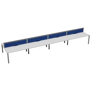 image of CB 8 Person Bench 1200 x 780 - White Top and Silver Legs