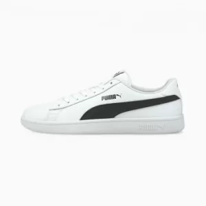 Image of Mens PUMA Smash V2 Leather Trainers, White/Black Size 6 Shoes