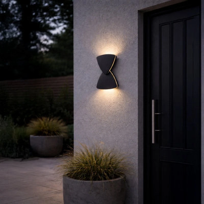 Image of Eglo Pedersano Outdoor LED Wall Light, Tri Colour Cct (3000K/4000K/6500K), Ip44 Weatherproof, Black Structured Aluminium & Plastic