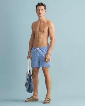 Image of GANT Men Classic Fit Seersucker Swim Shorts (4XL) Blue