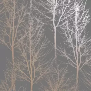 Image of Holden Decor Rhea Zandra Trees Dark Grey / Rose Gold Wallpaper