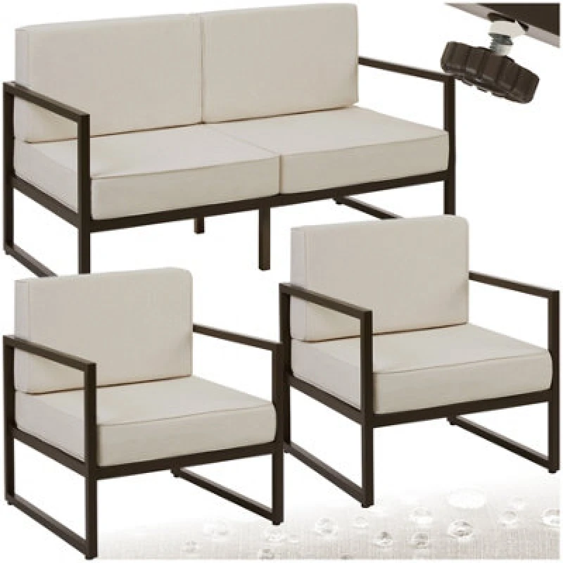 Image of Tectake Garden Furniture Comosa - For 4 People, XXL Padding, 1 Sofa, 2 Armchairs - Brown/beige - 1