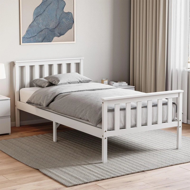 Image of Lassic Vida Designs Milan Single Wooden Bed, High Foot White unisex Single