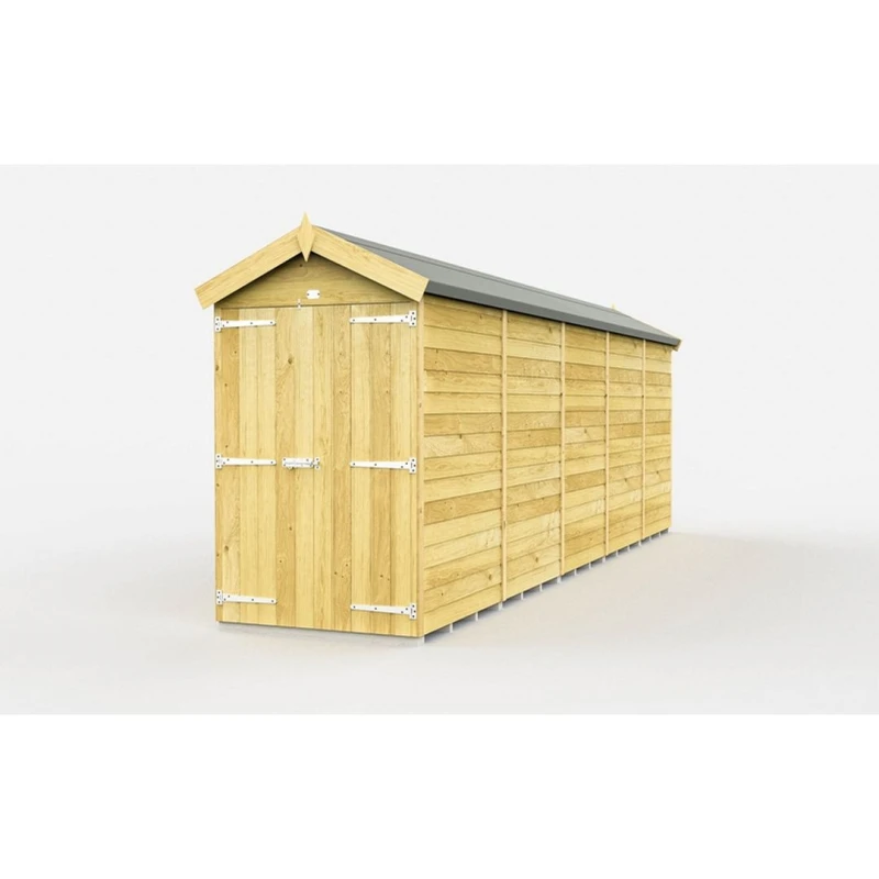 Image of Buttercup Farm 4 x 20 Feet Apex Shed - Double Door W/O Window - L592 x W118 x H217cm in Brown Brown Unisex