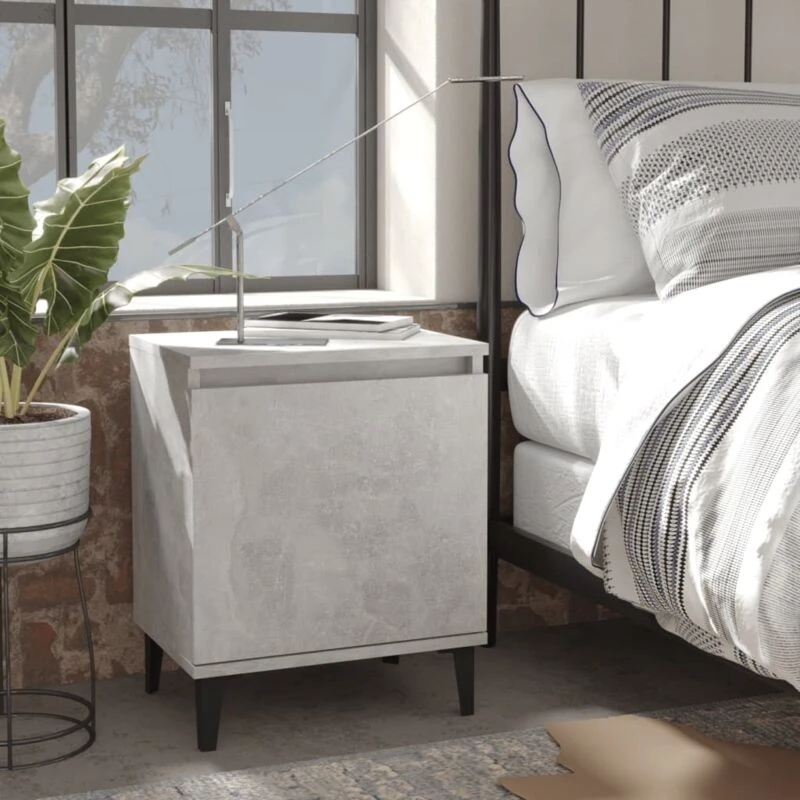 Image of VIDAXL Bed Cabinets with Metal Legs Concrete Grey 40x30x50cm Vidaxl 8720286356517
