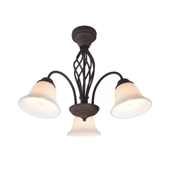 Image of Rustica Authentic 3 Light Multi Arm Semi Flush Ceiling Lamp Rusty
