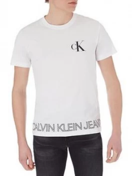 Image of Calvin Klein Jeans Outline Logo Hem T-Shirt - White
