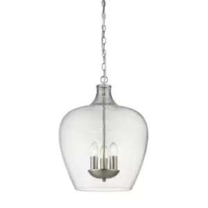 Image of Impex Nell 3 Light Satin Nickel Dome Pendant Ceiling Light
