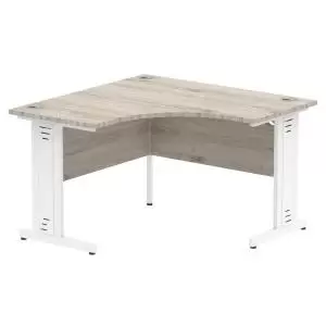 image of Impulse 1200 Corner Desk White Cable Managed Leg Desk Grey Oak