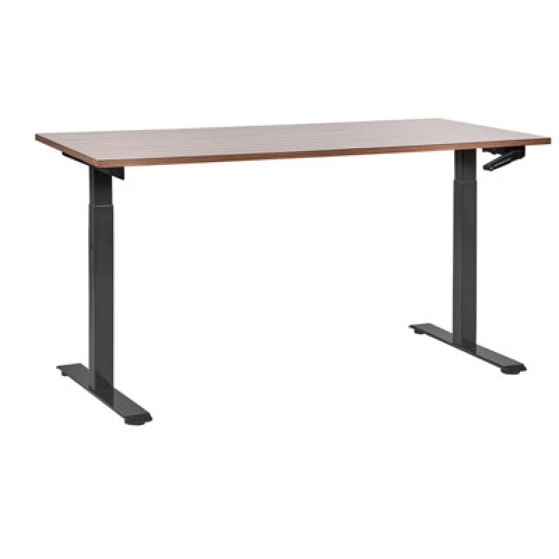 Image of Beliani Manual Adjustable Standing Desk Destines Brown/ Black 160 Cm 72 Cm