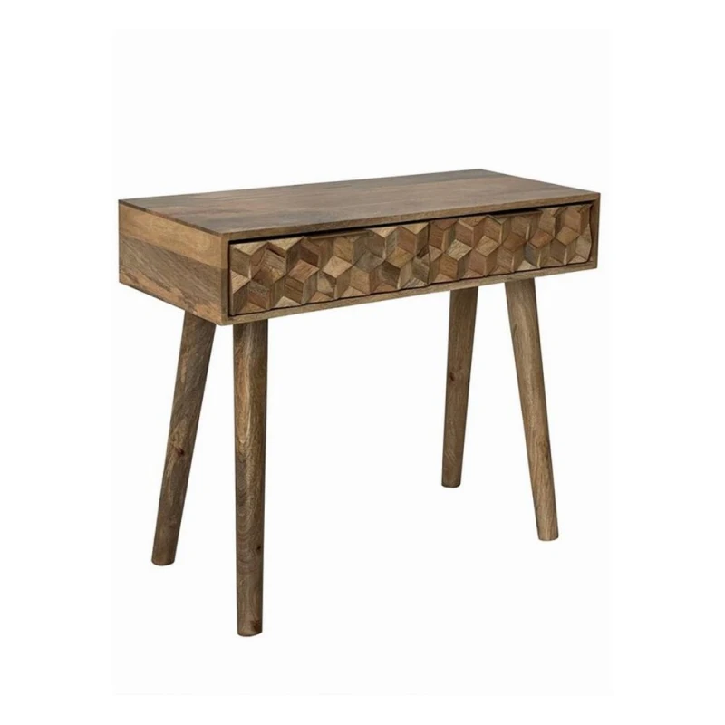 Image of Jaipur Furniture Ltd Geometric Console Table 2 Drawer - Mango Wood - L40 x W91 x H76cm - Light Finish - Assembly Required in Brown Brown Unisex