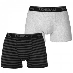 image of Lonsdale 2 Pack Trunks Mens - Grey/BlackStrp