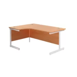 Image of 1800X1200 Single Upright Left Hand Radial Desk Beech - White + Desk High Ped