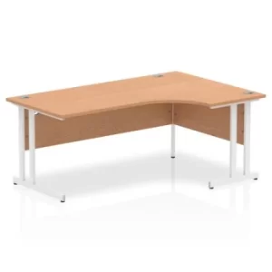 image of Impulse 1800mm Right Crescent Desk Oak Top White Cantilever Leg I00284