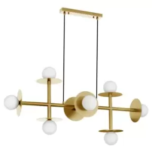 Image of Kentucky 8 Light Multi Arm Pendant Ceiling Light Brass Gold Metal Opal Glass LED G9 - Merano