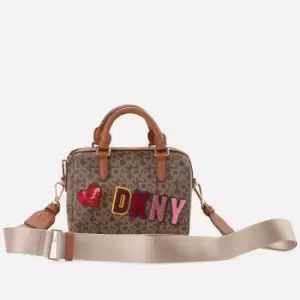 image of DKNY Bryant Park Logo-Detailed Faux Leather and Coated-Canvas Bag