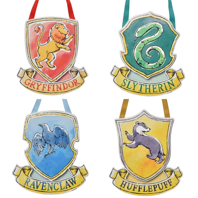 Image of Warner Bros Harry Potter Charms Set of 4 Hanging House Plaques Multi