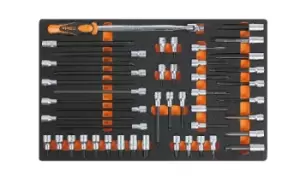 Image of Beta Tools M121 46pc 1/2"D Bit Socket and Swivel Handle Set Soft Tray Roller Cab