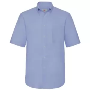 Image of Fruit Of The Loom Mens Short Sleeve Oxford Shirt (L) (Oxford Blue)