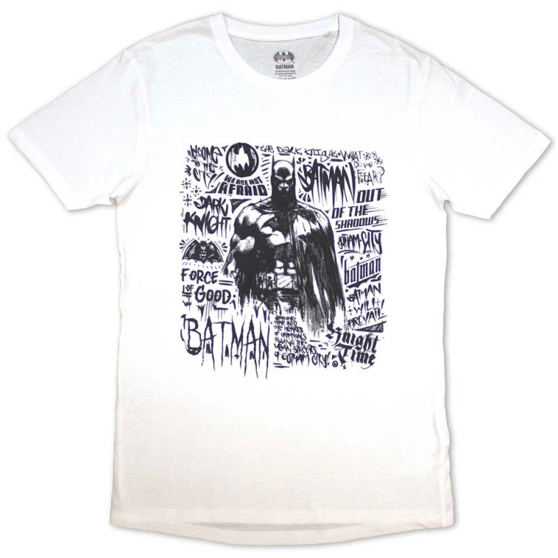 Image of DC Comics Batman Scribbler T Shirt White unisex