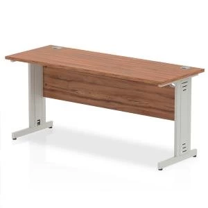 Image of Trexus Desk Rectangle Cable Managed Silver Leg 1600x600mm Walnut Ref
