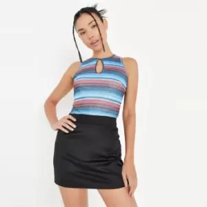 image of Missguided Stripe Mesh Keyhole Bodycuit - Multi