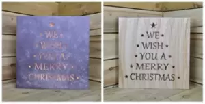 image of 40cm x 40cm We Wish You a Merry Christmas Wooden Canvas With LEDs, 2 Styles