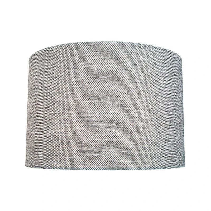 Image of Happy Homewares Modern & Sleek Light Ash Grey Linen Fabric Drum Lamp Shade Size: 14" Grey Unisex 14"