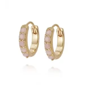Image of Beloved Pink Opal Huggie 18ct Gold Plated Earrings JE06_GP