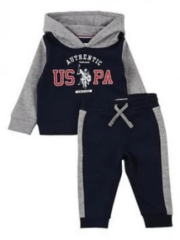 Image of U.S. Polo Assn. Toddler Boys Authentic Hoodie & Jog Set - Navy, Size Age: 12 Months