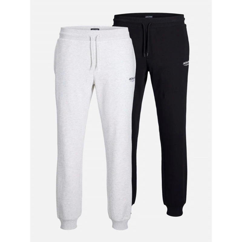 Image of Jack and Jones Mens Mason Pack Closed Hem Jersey Joggers Black/White Mel male S