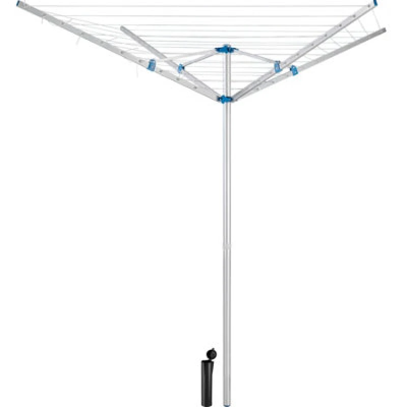 Image of Tectake Rotary Airer Washing Line Outdoor 4 Arm Washing Line Dryer Foldable Ground Socket With Cover - Grey