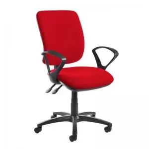 Image of Senza high back operator chair with fixed arms - Panama Red
