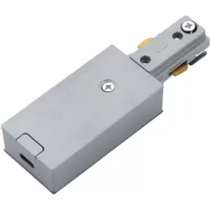 Image of Commercial Track Light Live End Connector - 107mm Length - Silver Rail System