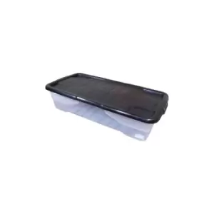 Image of Samuel Alexander - 42L Clear Under Bed Storage Box with Black Lid, Stackable and Nestable Design Storage Solution