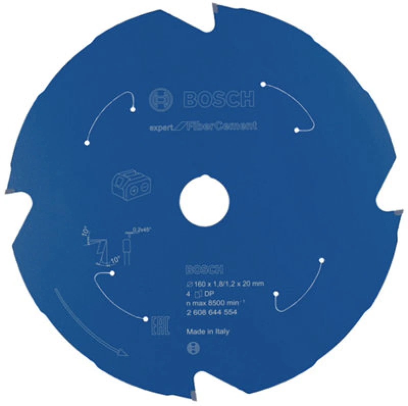Image of Bosch Professional Expert Fibre Cement Circular Saw Blade For Cordless Saws - 160X1.8/1.2X20 T4
