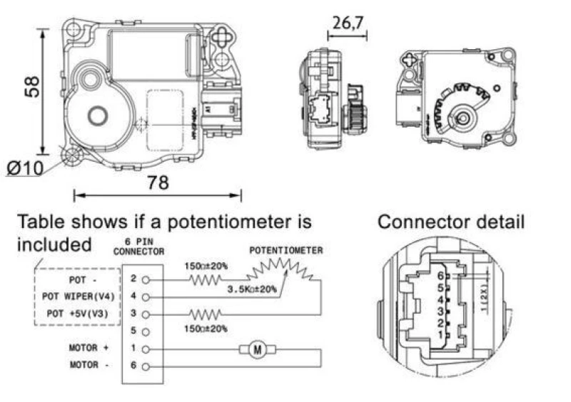 Image of Heater blend door actuator MAHLE AA 58 000P